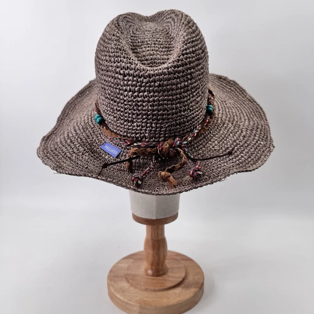 Wallaroo Neutral Straw Beach Sun Hat with Braided Accent
